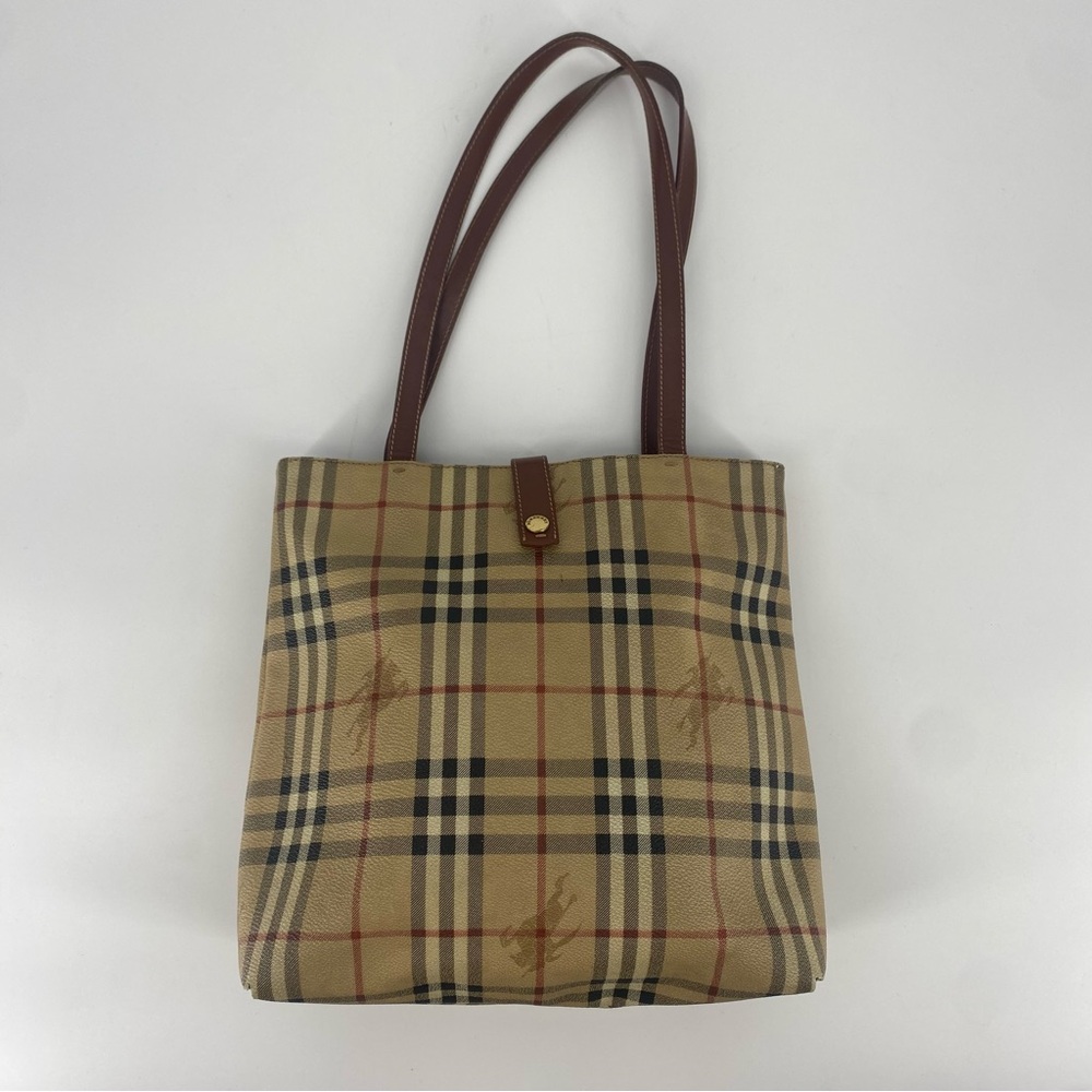 BURBERRY Nova Check Tote Bag Leather